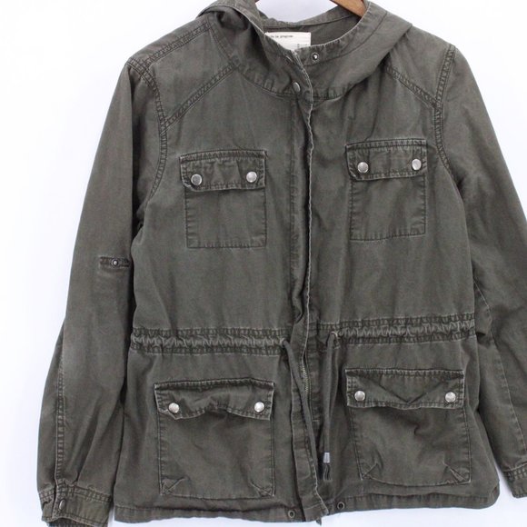 Life In Progress Military Jacket Womens Brown Full Zip MultiPocket Size Large L - Picture 3 of 9